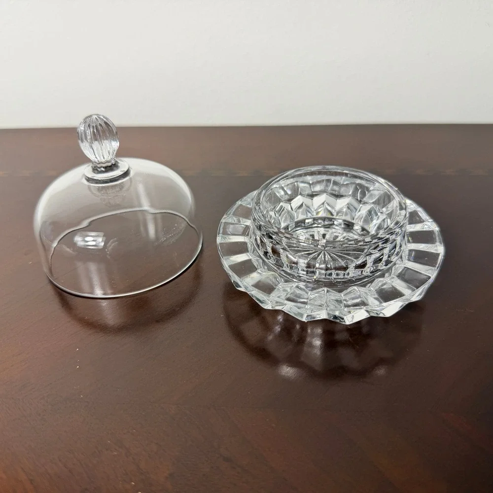 Vintage Mikasa Salina Crystal Individual Butter Dish Dome Lid Butter Cloche